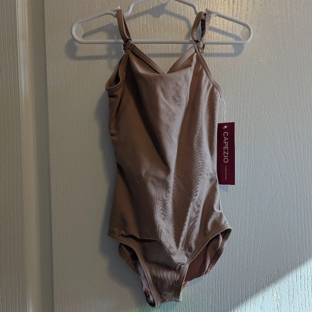 Capezio Camisole Leotard w/ Adjustable Straps Light Suntan Children's Large NWT